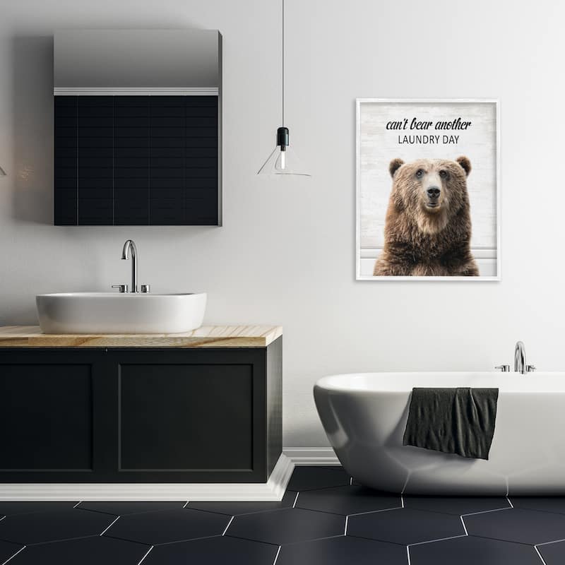 Stupell Can't Bear Another Laundry Day Framed Giclee Art Design By Lettered and Lined