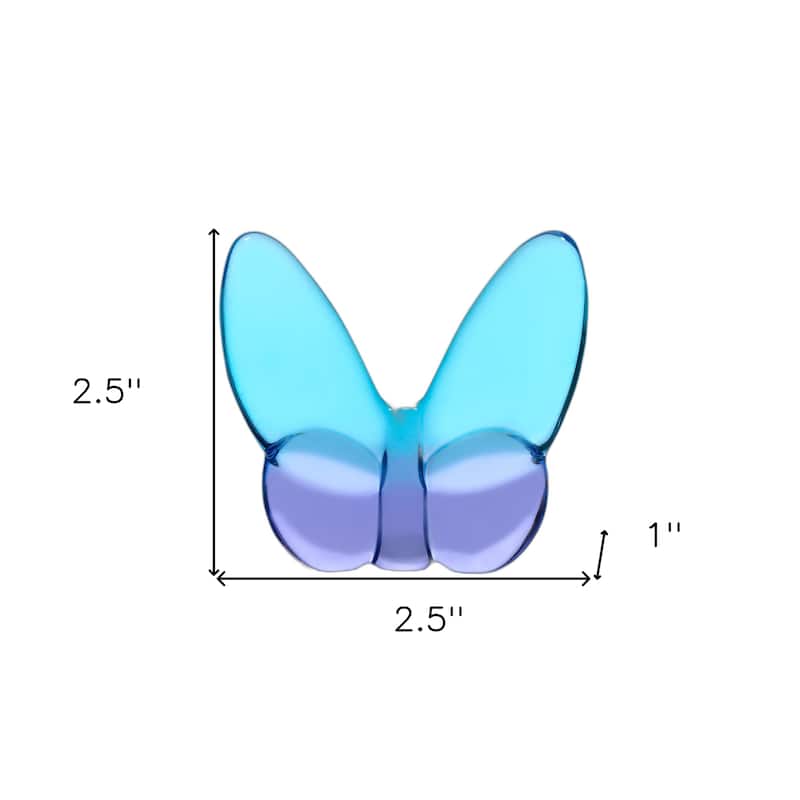 HomeRoots 3" Blue and Purple Crystal Butterfly Figurine Tabletop Sculpture