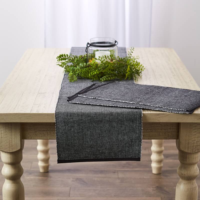 DII Black & White 2-Tone Ribbed Table Runner
