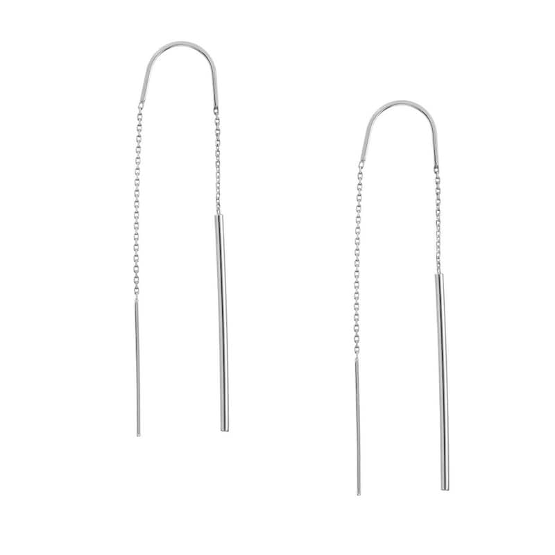 Curata 14k White Gold High Polish Stick Threader Earrings