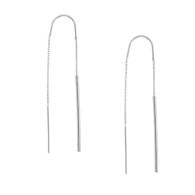 Curata 14k White Gold High Polish Stick Threader Earrings