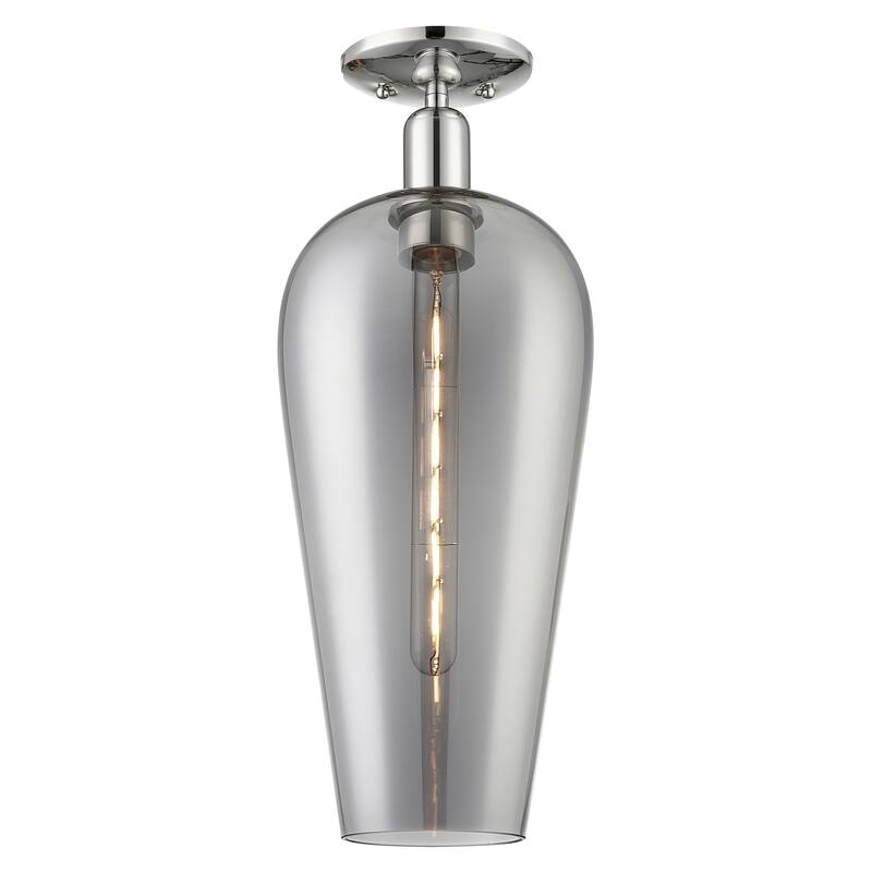 Innovations Lighting Downtown Urban - Chelsea - 1 Light 8" Semi-Flush Mount Light - Polished Nickel/Light Smoke Deco Swirl Shade