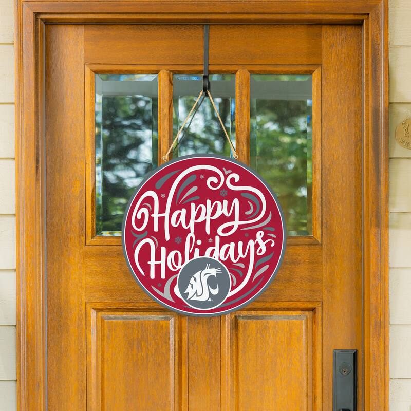 Washington State University 18" x 18" Happy Holidays Door Décor Wall Sign - 18" x 18"
