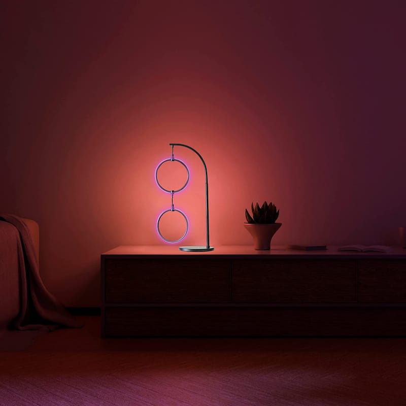Brightech Nova 24 in. Classic Black Modern & Contemporary Integrated LED Arc Table Lamp with Built-In Color Changing Function