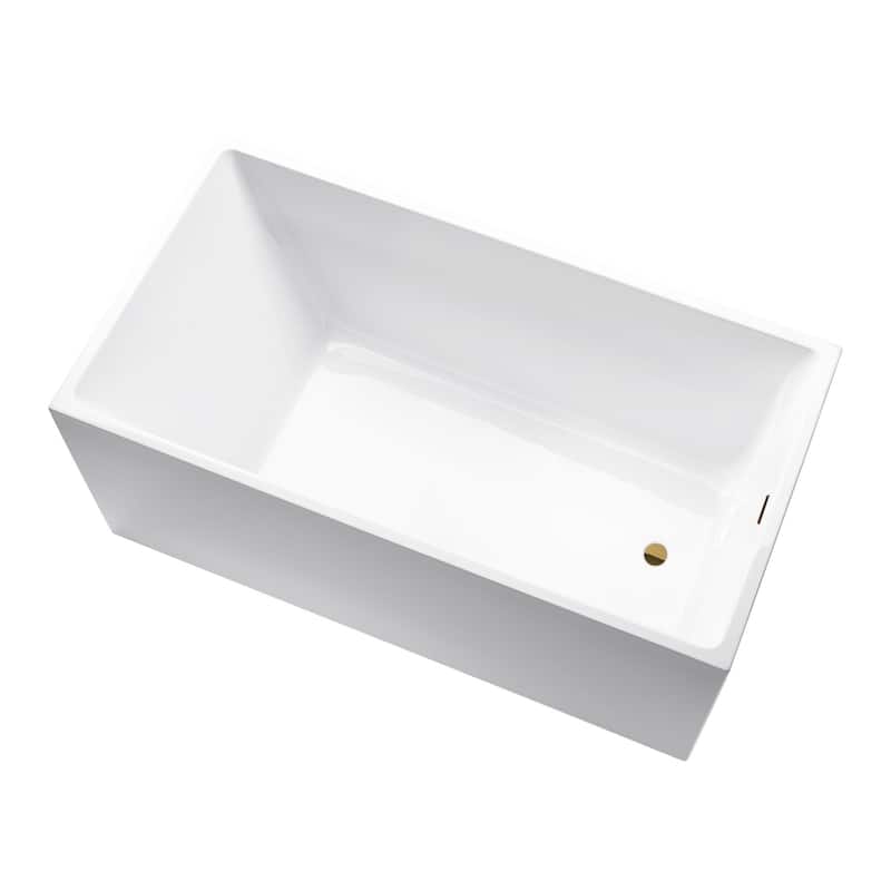 Vanity Art 55" x 29" White Acrylic Flatbottom Freestanding Bathtub