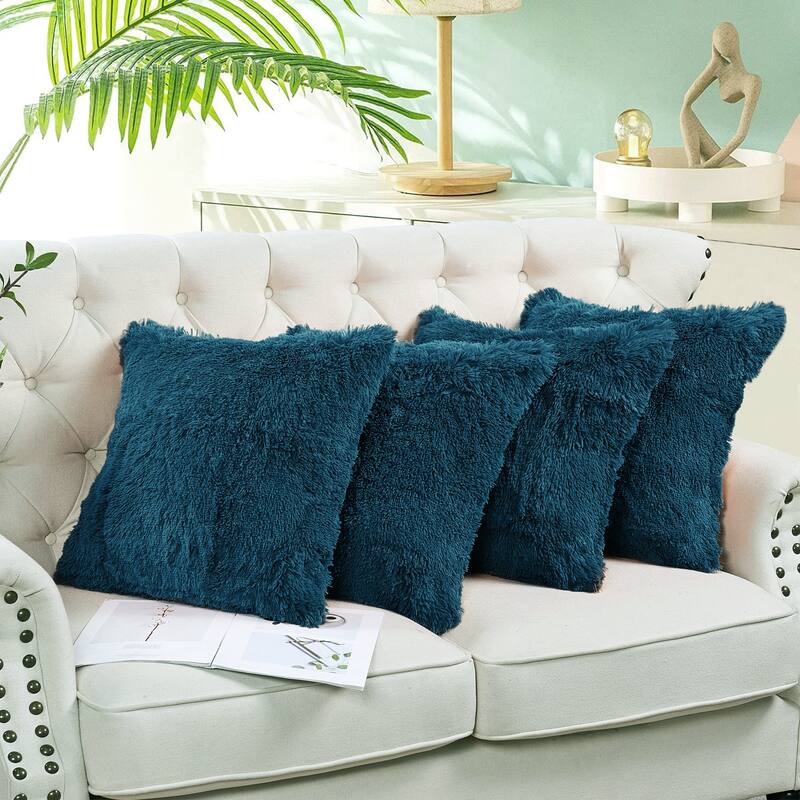 Halsted Shaggy FauxFur Decorative Throw Pillow Cover Set, NO INSERT