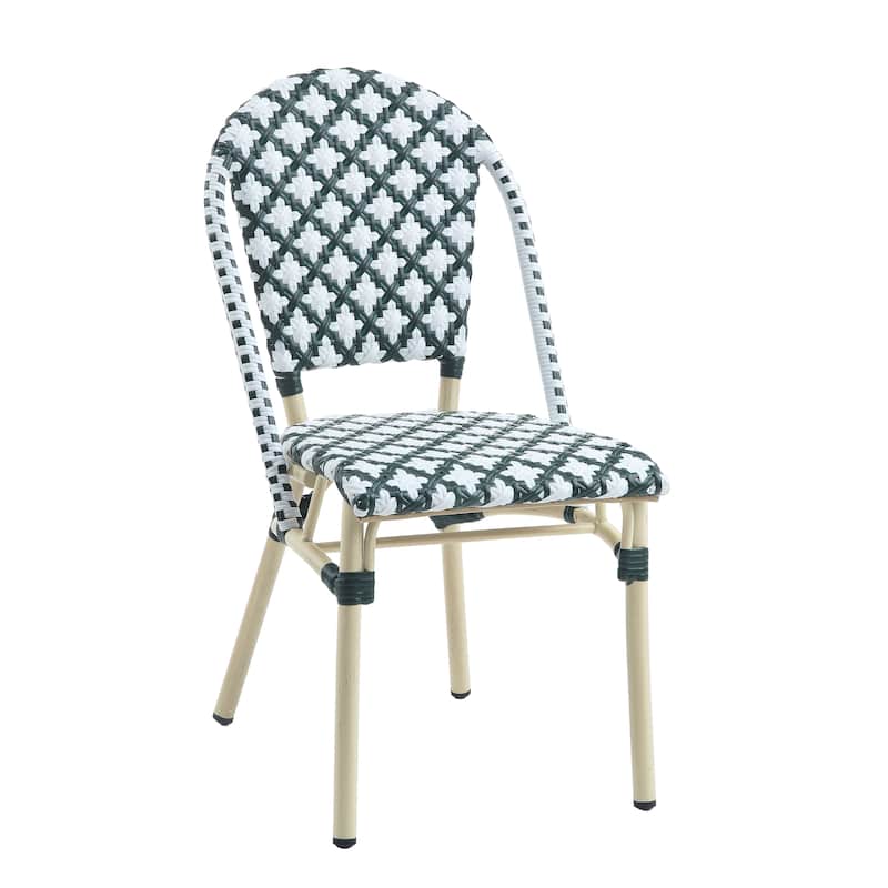 Portia French Metal Wicker Outdoor Bistro Chairs (Set of 2) by Furniture of America - Set of 2