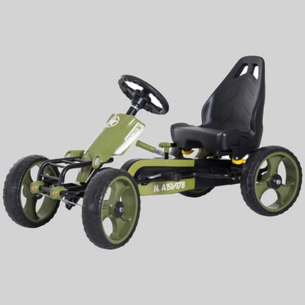 slide 1 of 1, Pedal Go Kart for Kids, Adjustable Seat and Handbrake, EVA Wheels for Smooth Ride, Forward & Backward Driving for 3-6 Years Old Green