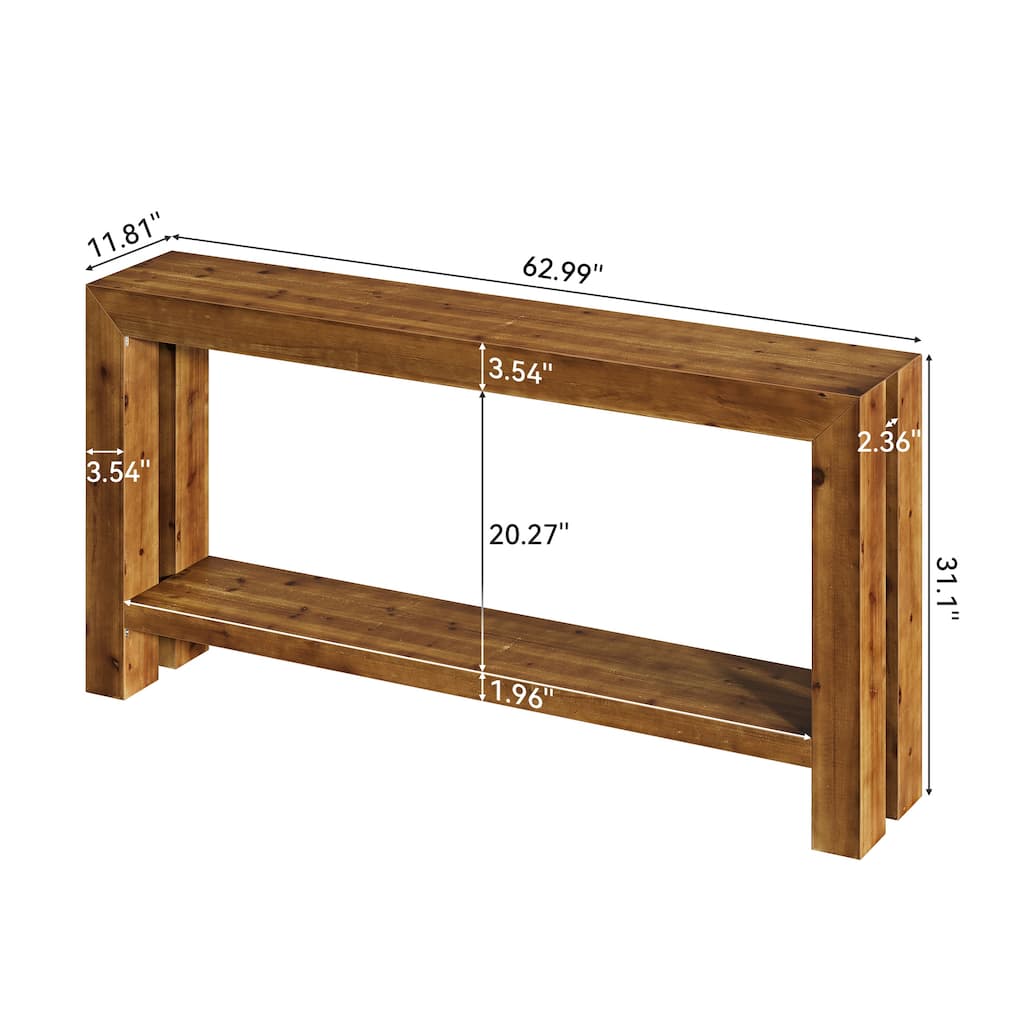 63-Inch Solid Wood Narrow Sofa Table