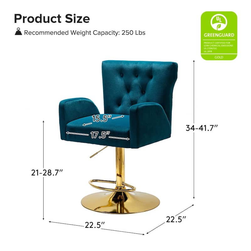 Loreto Modern Tufted Velvet Swivel chair with Adjustable Height Set of 2 by HULALA HOME