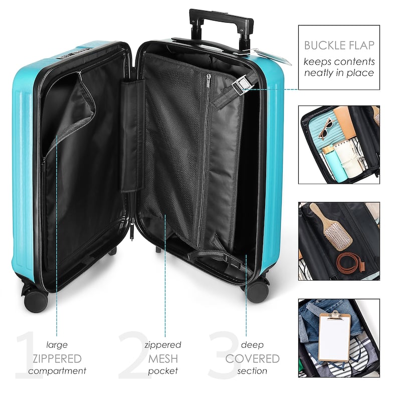 Empyrean Airline Approved Durable Carry-On Luggage 22x14x9 - Lightweight Carry On Suitcase Set with Small Cosmetic Case