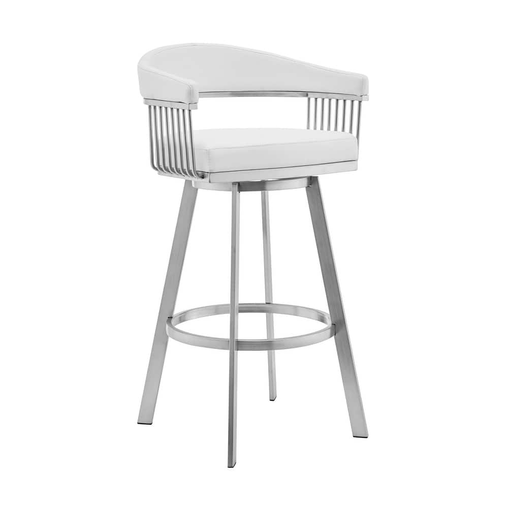 Chelsea Modern Swivel Bar Stool, Upholstered Counter Height Chair with Metal Frame