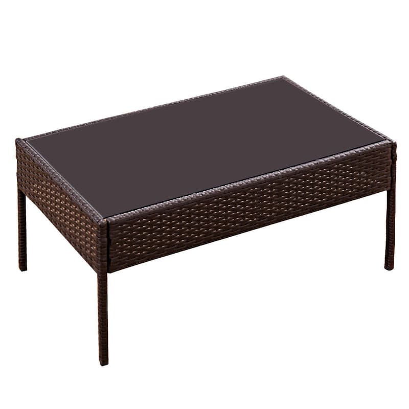 Complete 4-Piece Outdoor Rattan Wicker Patio Furniture Ensemble - 23" x 23.5" x 30.5" (L x W x H)