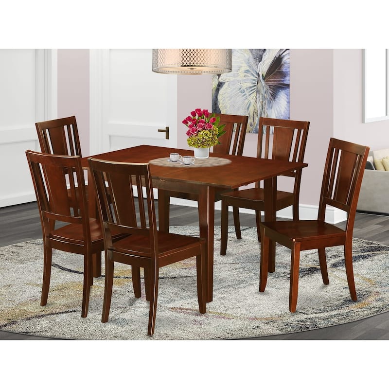 East West Furniture Modern Dining Table Set- a Rectangle Wooden Table and Dining Room Chairs, Mahogany (Chair Seat Option)