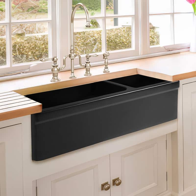 Whitehaus 36" Quatro Alcove Double Basin Reversible Fireclay Farm