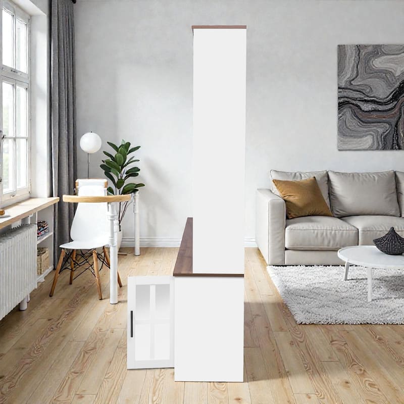 95.5" Wall Unit Entertainment Center with Electric Fireplace, Bookshelves, TV Stand for TVs up to 80"