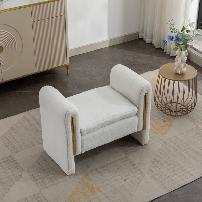 21.3" Seat Widths Soft Teddy Fabric Ottoman Footrest Stool