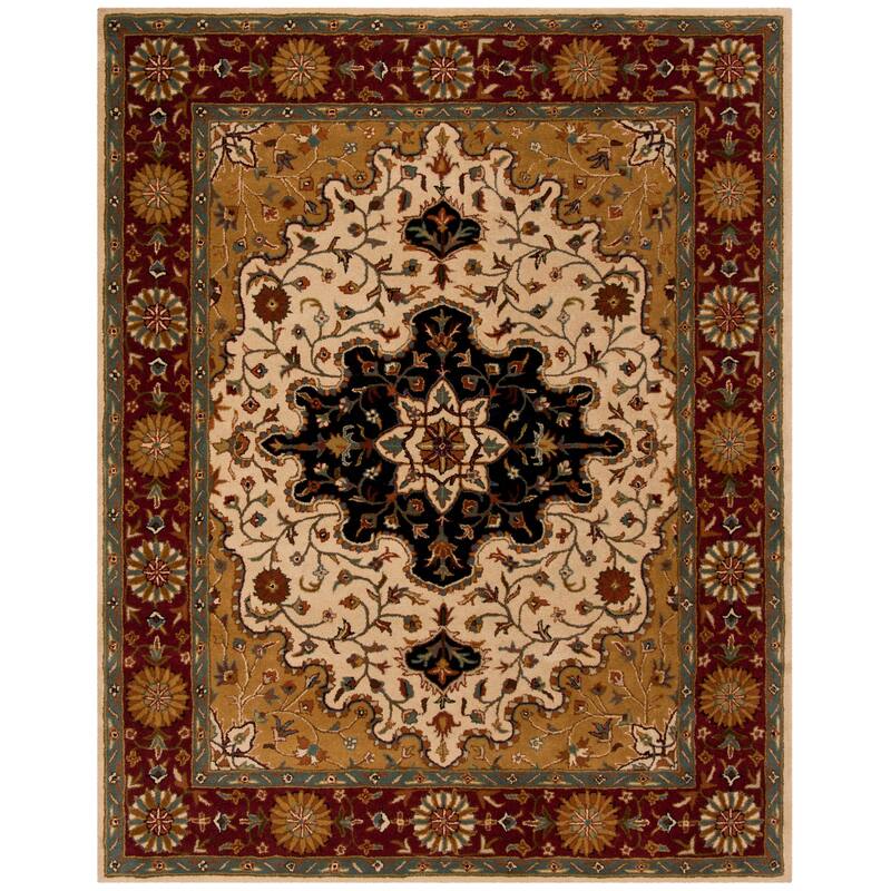 SAFAVIEH Handmade Heritage Harmony Stripe Traditional Oriental Wool Rug
