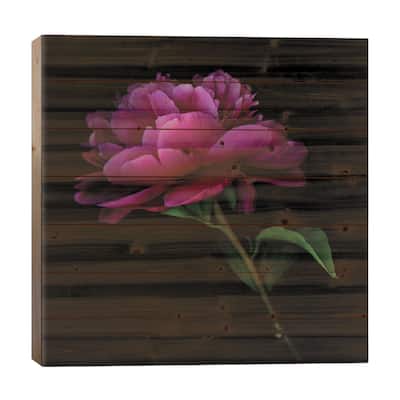Peony Dark VIII Print On Wood by Magda Indigo - Multi-Color