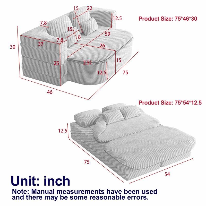 Convertible Sofa Bed Foam Sofa Bed with Blanket