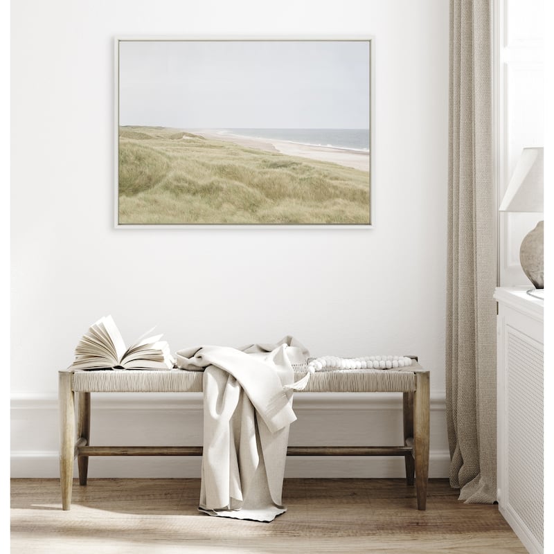 Kate and Laurel Sylvie Peaceful and Serene Coastal Landscape Framed Canvas by The Creative Bunch Studio