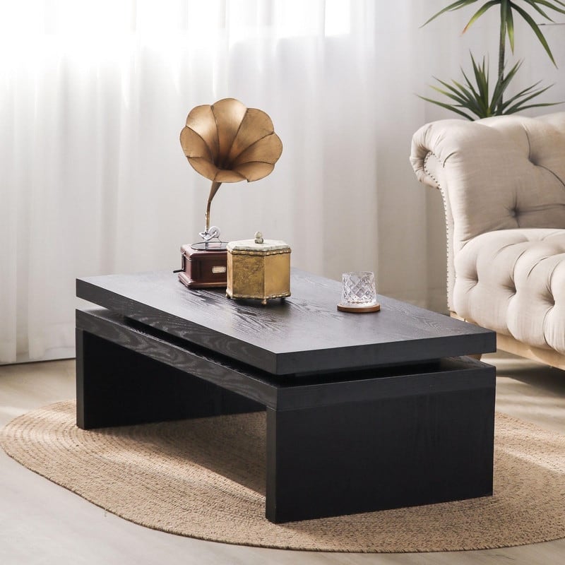 Modern 47.6"W Wood Coffee Table with Sleek Floating Top Design for Stylish Living Room Decor