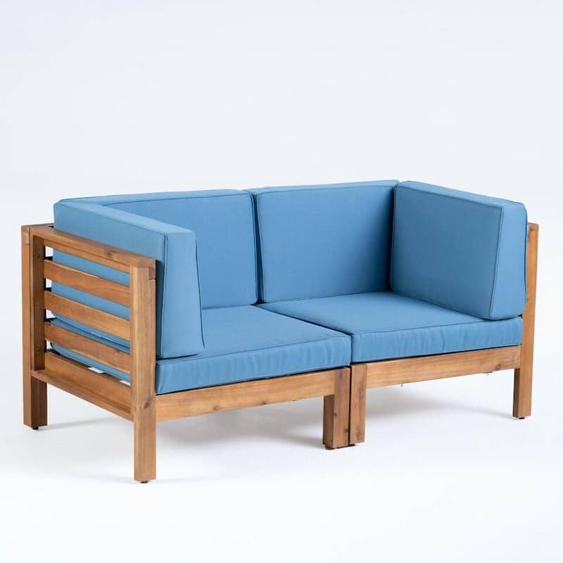 Roomfitters Outdoor 2-Piece Loveseat Set with Acacia Wood Frame and Weather-Resistant Cushions