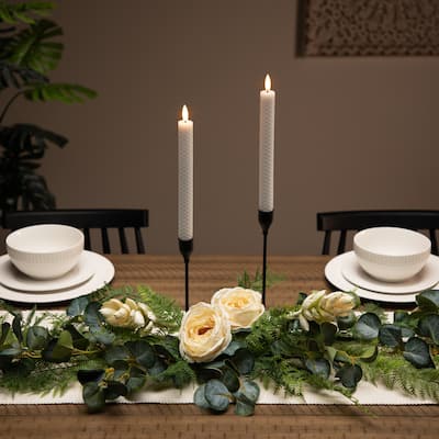 LED Flickering Flameless Taper Honeycomb Christmas Candles - 9.5" - Set of 2