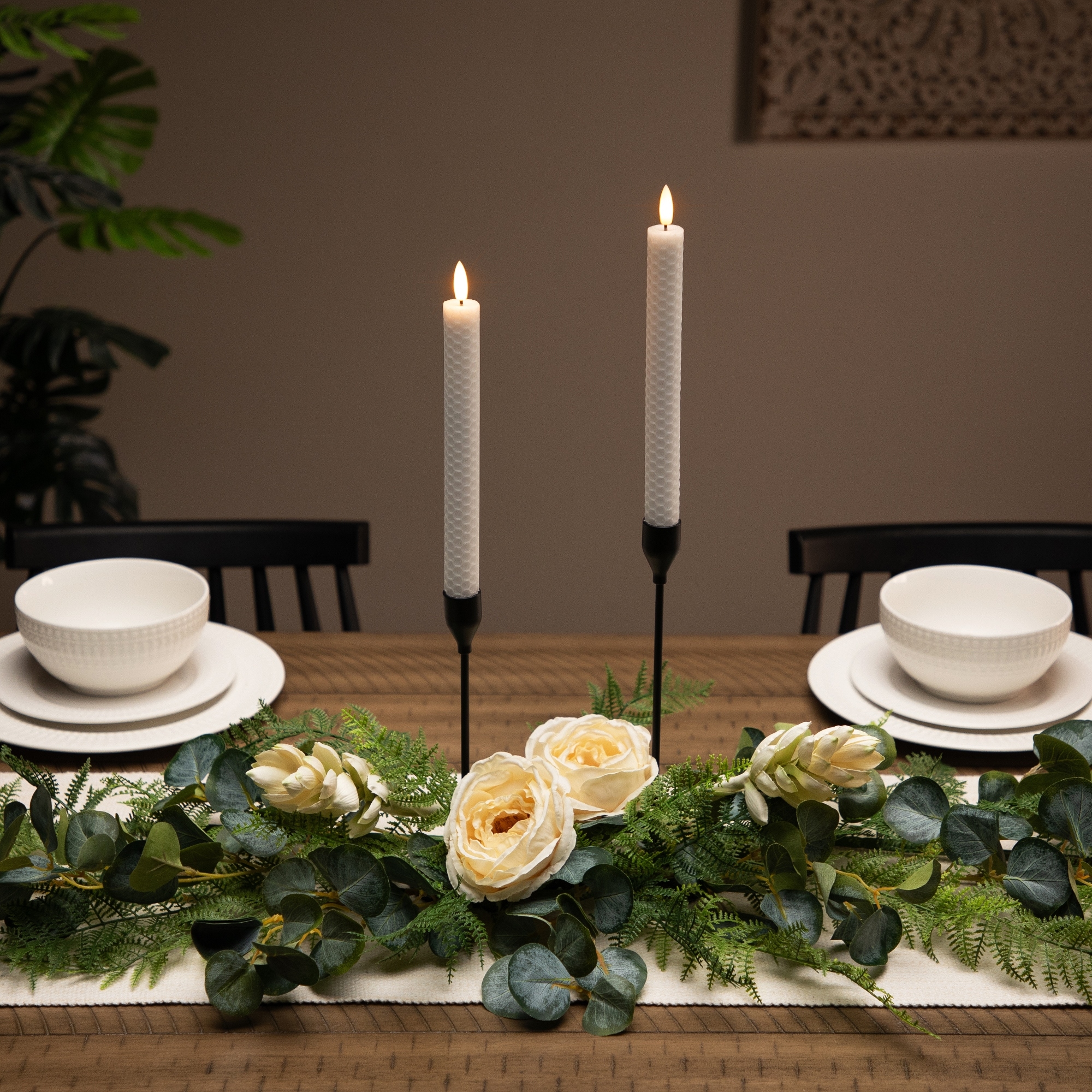 LED Flameless Taper Honeycomb Christmas Candles - 9.5" - Set of 2