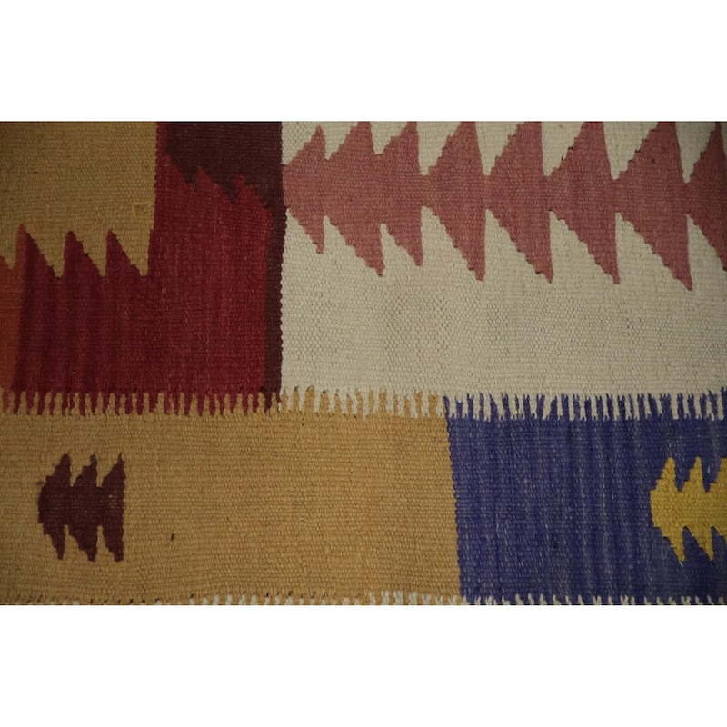 Hand Woven Oriental 100% Wool Carpet Southwestern Tribal Multi-Colored Kilim Area Rug - 9' 5'' X 7' 9''
