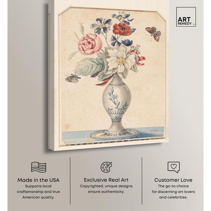 Vase with Flowers II 1850 Canvas by Art Remedy, Gallery Wrapped