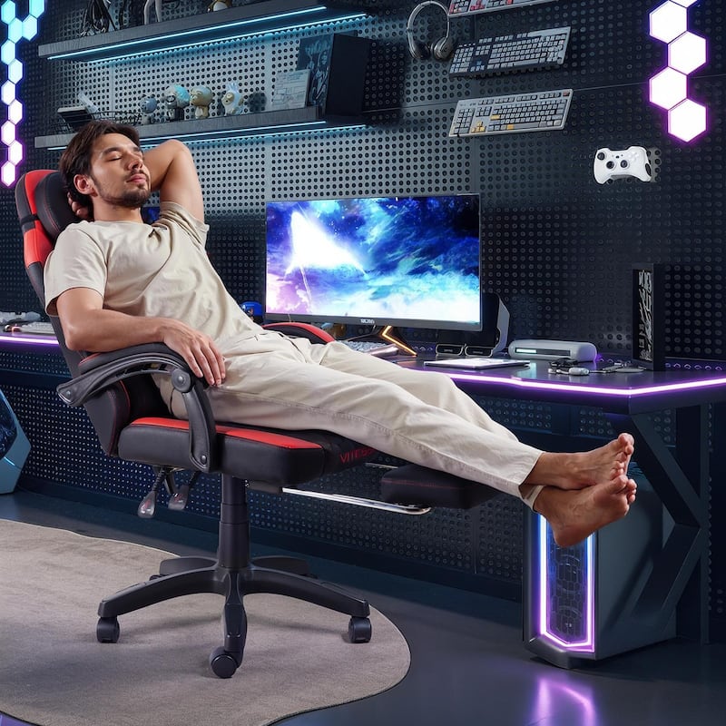 BOSSIN Ergonomic Gaming Chair – 400 lbs Support, PC/Racing Office Chair with Adjustable Swivel, Lumbar Vibration & Headrest