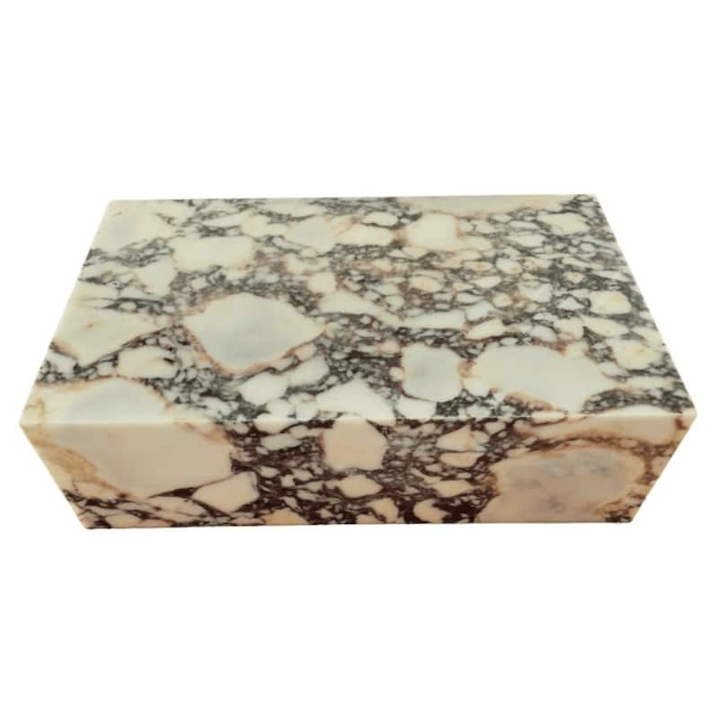 Genuine Marble Block Coffee Table, Matte - Calacatta Viola Marble - 39.37"