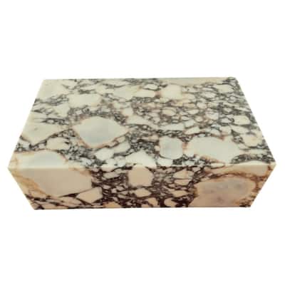 Genuine Marble Block Coffee Table, Matte - Calacatta Viola Marble
