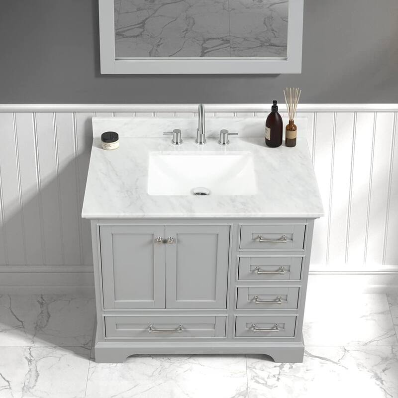 Blossom Copenhagen 36" Solid Wood Bathroom Vanity w/ Marble Top & Sink