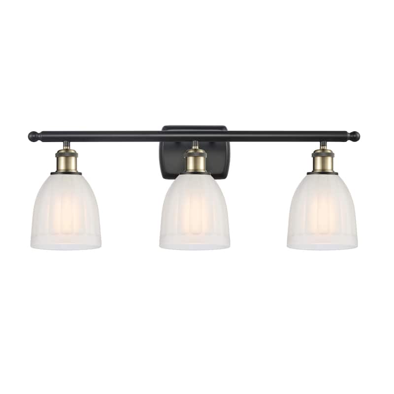 Innovations Lighting Brookfield 3 Light 26" Wide Bathroom Vanity Light - Black Antique Brass / White