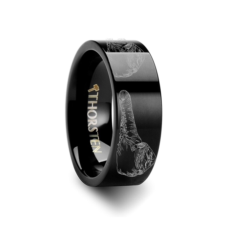 4mm 6mm 8mm 10mm 12mm Jabba The Hutt Star Wars Polished Black Tungsten Engraved Ring Jewelry