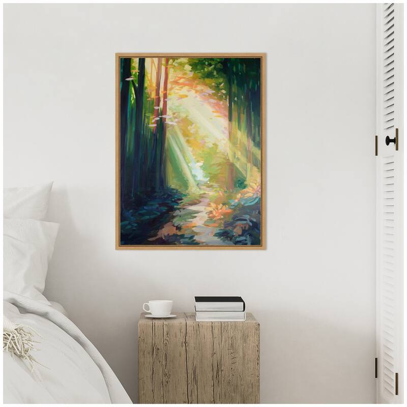 Kate and Laurel Sylvie Forest Sunshine Framed Canvas by Rachel Christopoulos