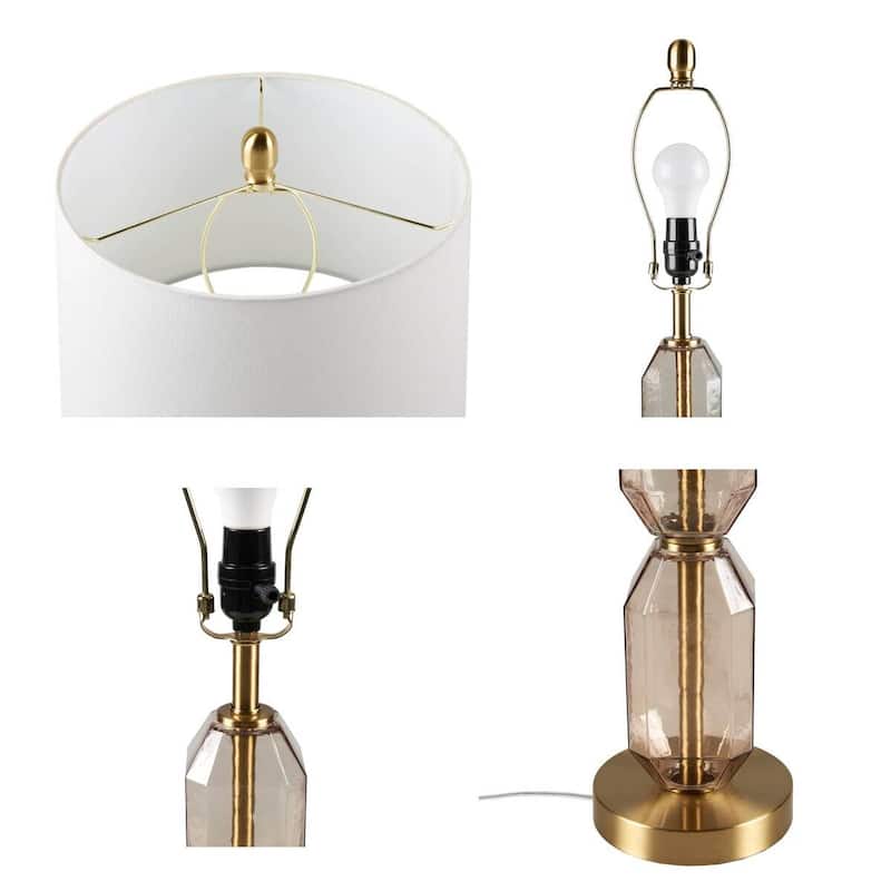 Modern Geometric Table Lamp with Fabric Shade and LED Bulb Included