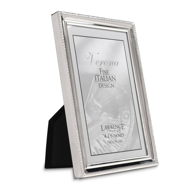 Curata Polished Silver-Plated 4x6 Frame - Bead Border Design