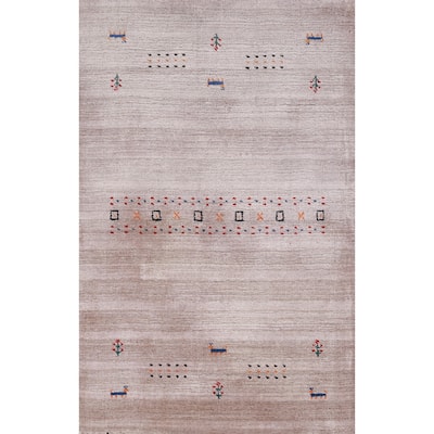 Tribal Gabbeh Oriental Foyer Rug Hand-Knotted Wool Carpet - 2'11" x 4'11"