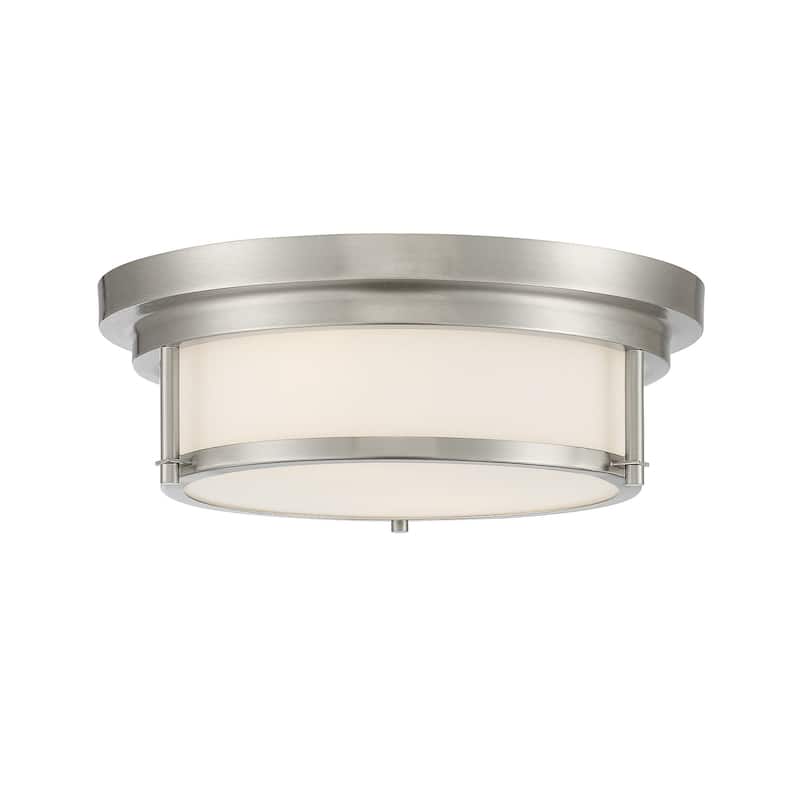 Meridian M60062 2 Light 13" Wide Flush Mount Drum Ceiling Fixture - Brushed Nickel