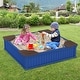 preview thumbnail 5 of 21, Large Kids Sandbox with Cover & Seats, HDPE Outdoor Sand Pit for Backyard Play, Ages 3+ - 48.5" x 48.5" x 12.5"