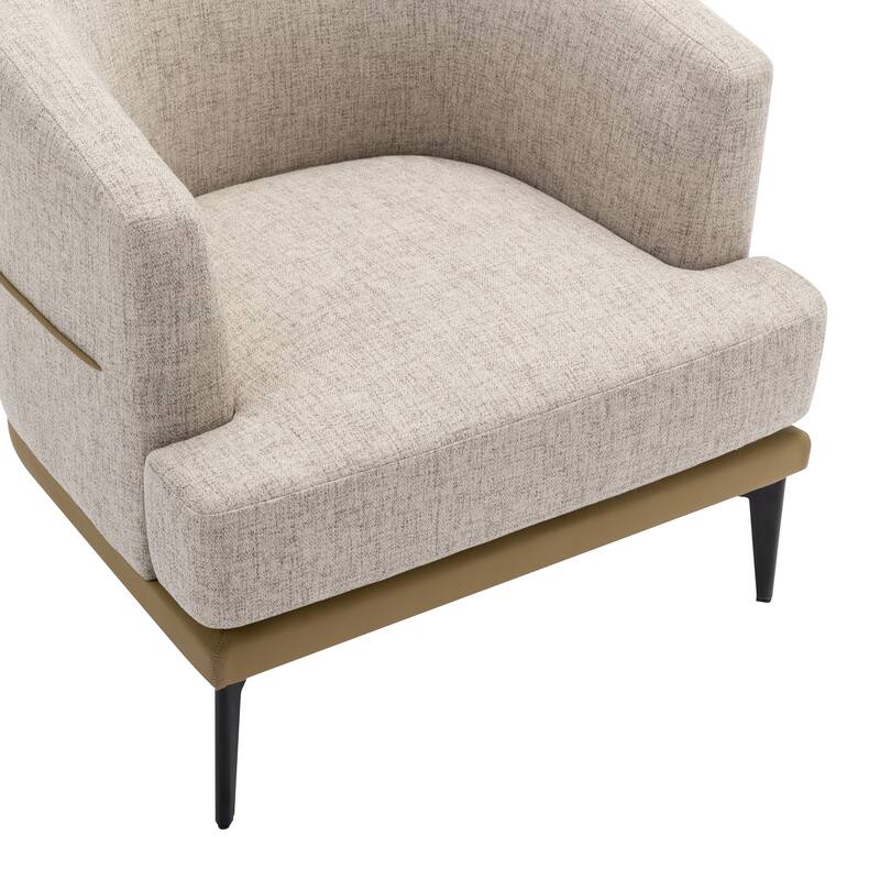 Modern Barrel Fabric Chair, Upholstered Round Armchair for Living Room Bedroom Reading Room