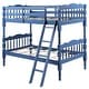 preview thumbnail 1 of 14, Twin Over Twin Bunk Bed with Built-in Ladder Blue