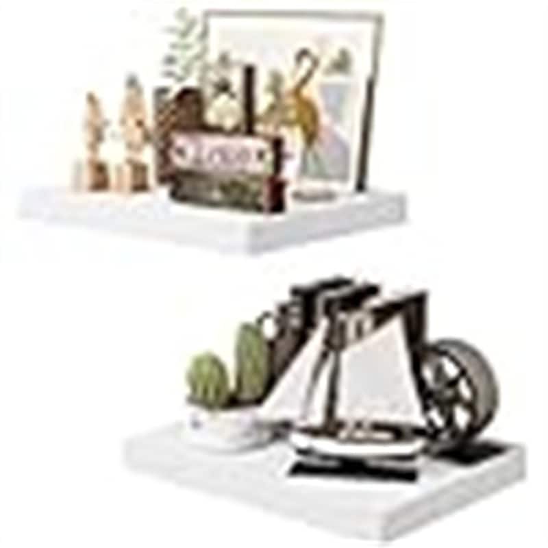 Floating Shelves for Wall - 11.8"D x 15.6"W x 1.5"H - White Deep Floating Shelves