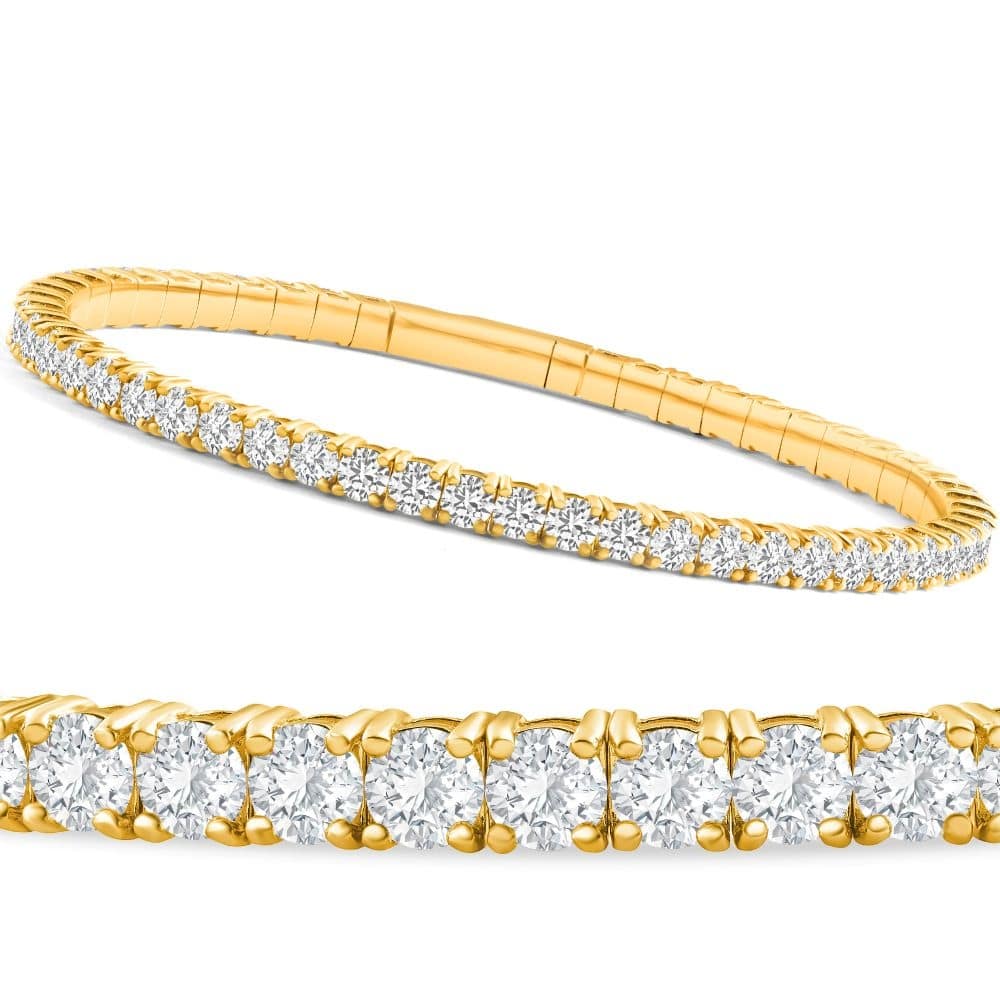 Bliss Diamond 3Ct Flexible Round Cut Diamond Bangle Tennis Bracelet Lab Grown Yellow Gold