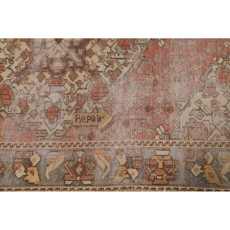 Distressed Bakhtiari Persian Antique Area Rug Hand-Knotted Wool Carpet - 4'5"x 6'9"