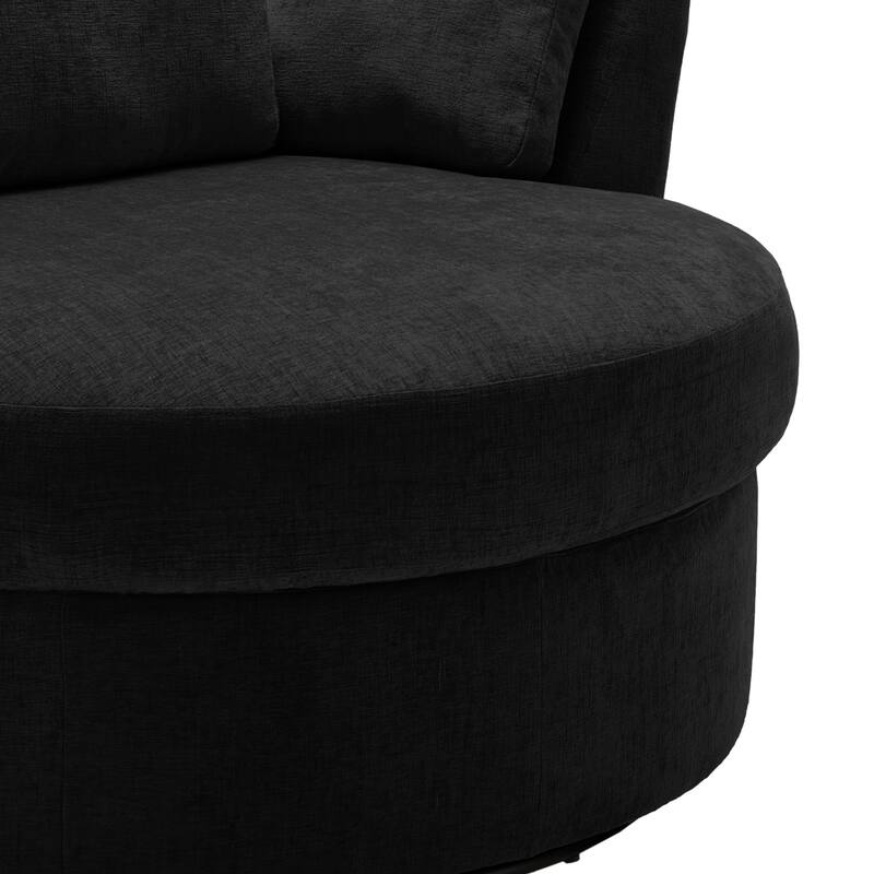 41" W Oversized Accent Barrel Swivel Chair with Moon Storage Ottoman