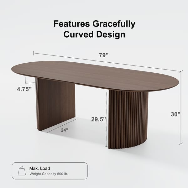 dimension image slide 0 of 6, 67" Nordic Style Oval Dining Table - for 6 People
